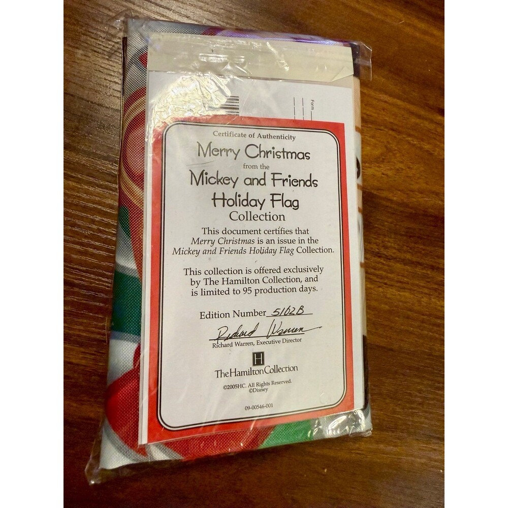 NOS, Sealed Christmas Mickey and Friends Holiday Flag - The Hamilton Collection